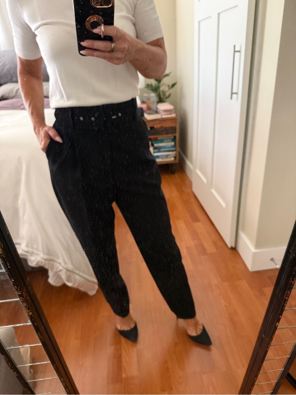 Zara Black Tailored Waistband Trousers - Picture 1 of 4